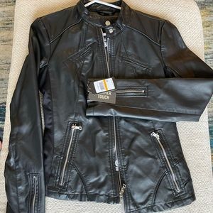 Guess Leather Touch Jacket- Black